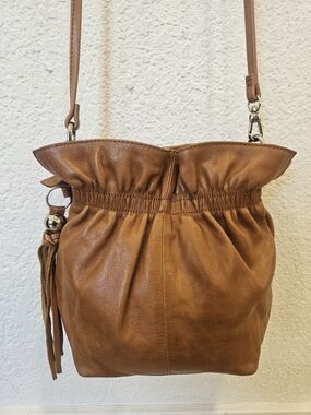 Vintage Hobo "The Original" Brown Leather Pleated Crossbody Bag